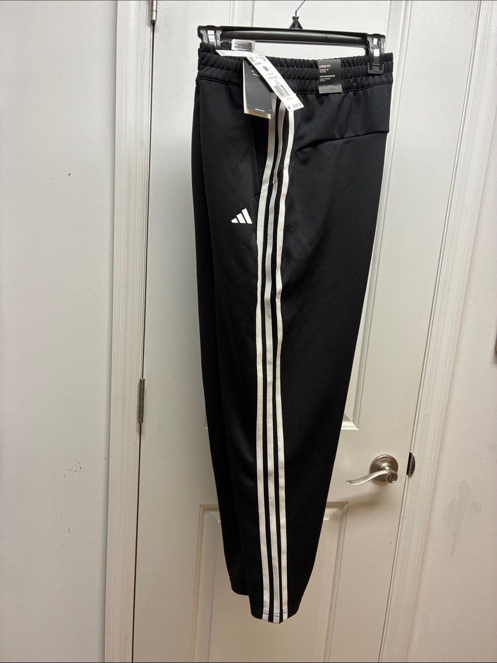 adidas Black Joggers with White Side Stripes